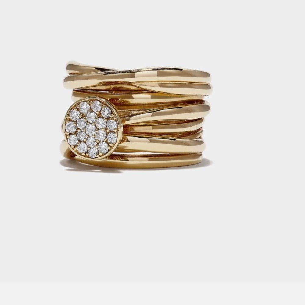 Effy 14KYellow Gold&Diamond Stacked Ring